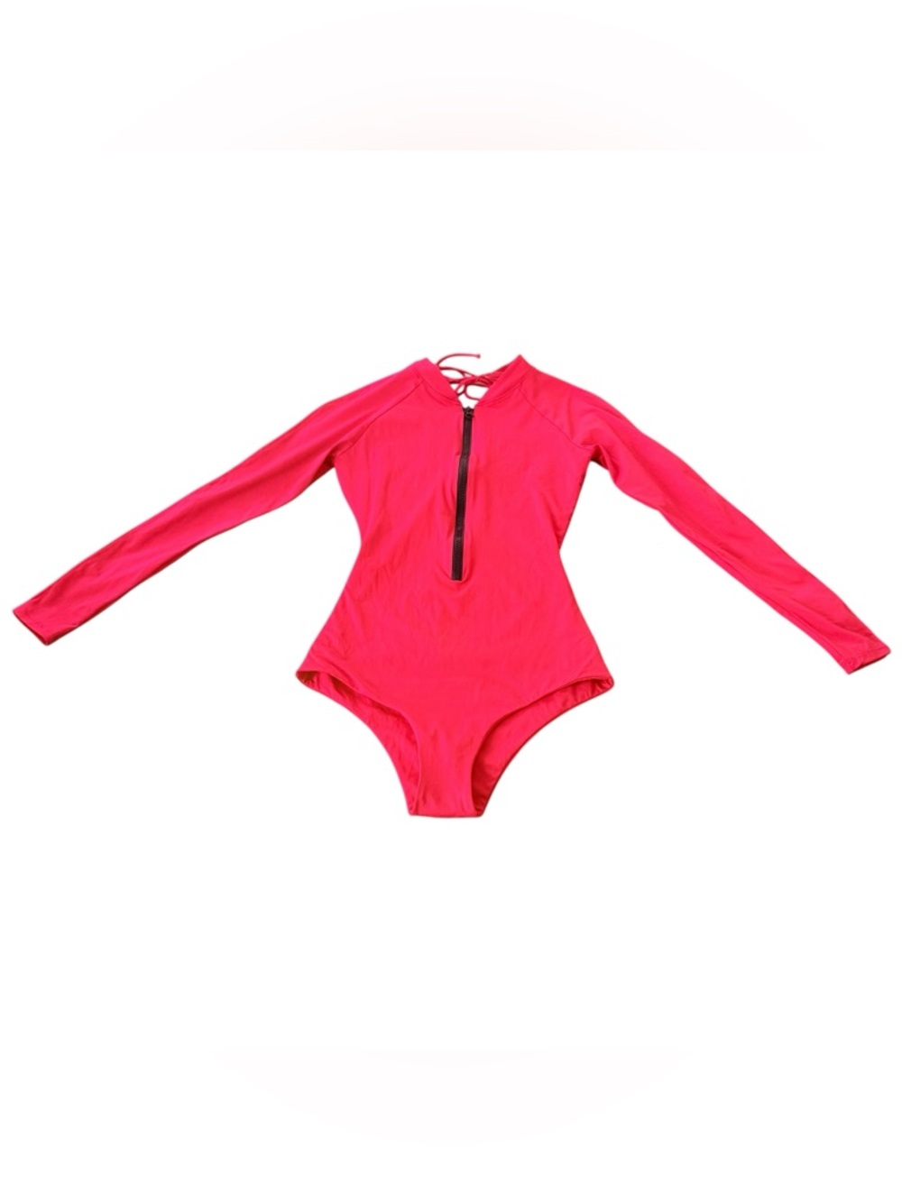 TAVIK Red Long Sleeve One Piece Swimsuit Zip Front Cutout Back M